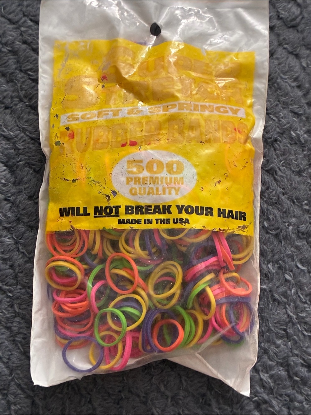 Multicolor Elastic Hair Bands 500-Pack - Bright Neon Mix